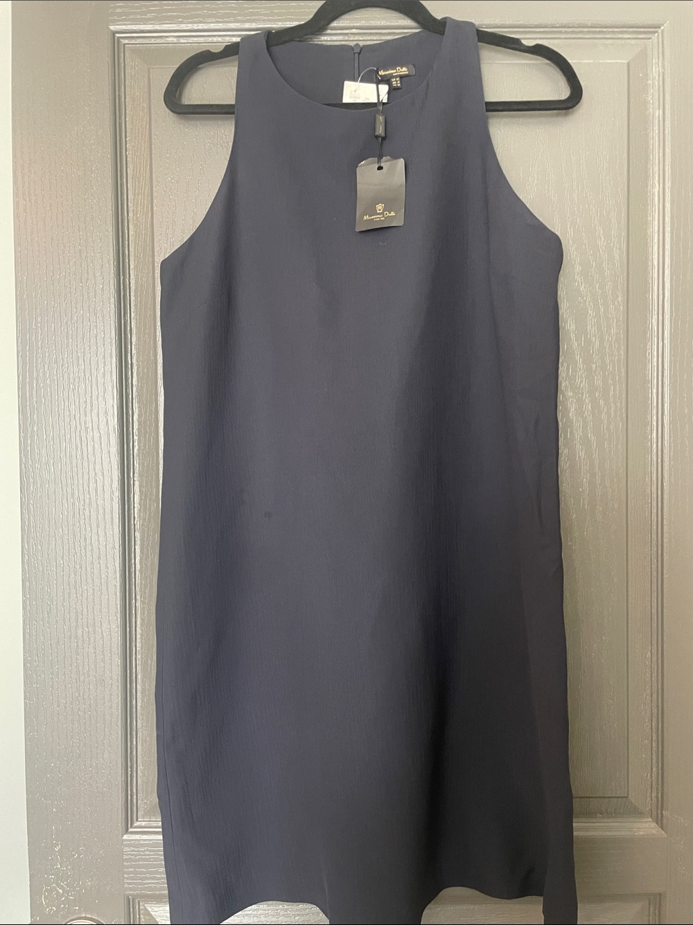 Massimo Dutti Navy Sleeveless Midi Shift Dress